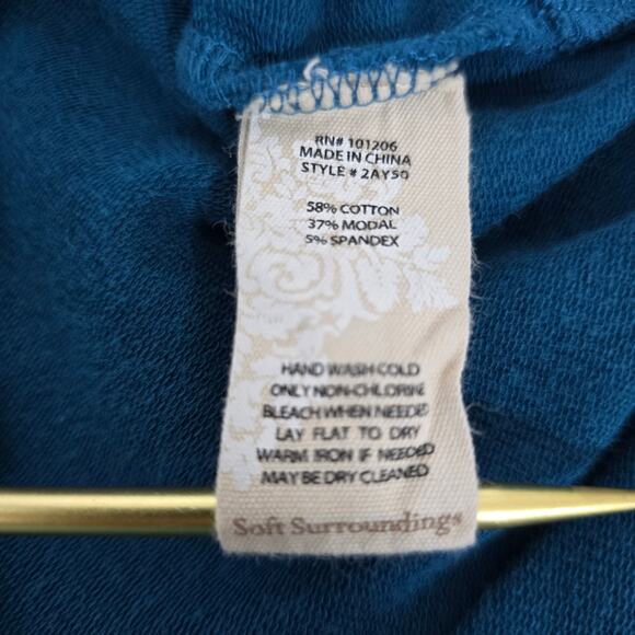 Soft Surroundings Make It Snappy Pullover Sweatshirt Sweater Oversized S Teal - Picture 12 of 12